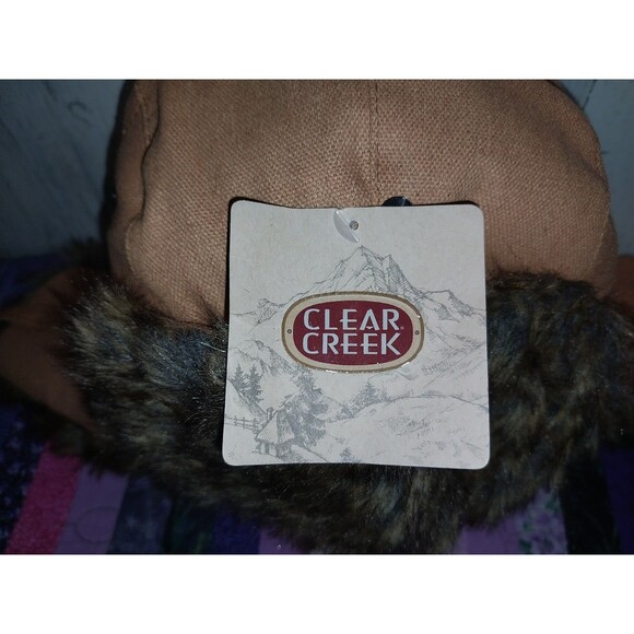 Trapper Hat Faux Fur Lined NWT Clear Creek Adult One Size Fits All Canvas Shell - Picture 2 of 11